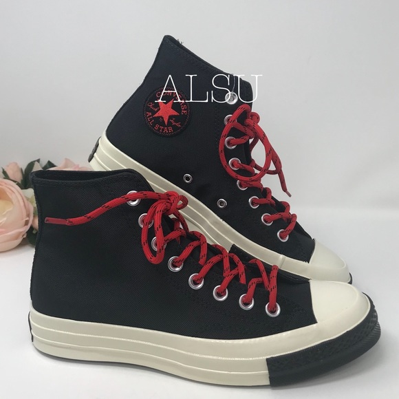 Converse Shoes - Converse Chuck 70 HI Canvas Black Enamel Red W